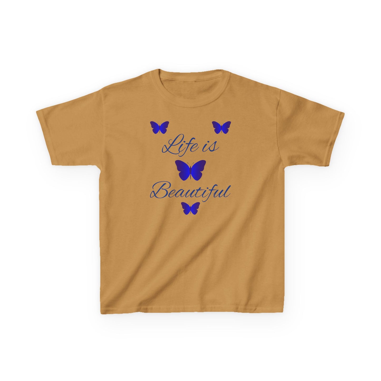 Kids T-Shirt — "Life is Beautiful" Blue Butterfly Tee