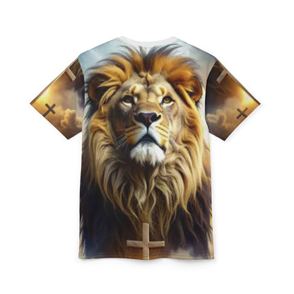 Yeshua Lion of Judah All-Over Print Tee — "Let Your Power Reign" Christian Faith Shirt