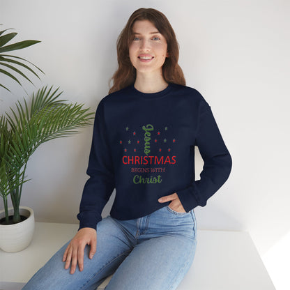 Christmas Begins With Christ Crewneck Sweatshirt