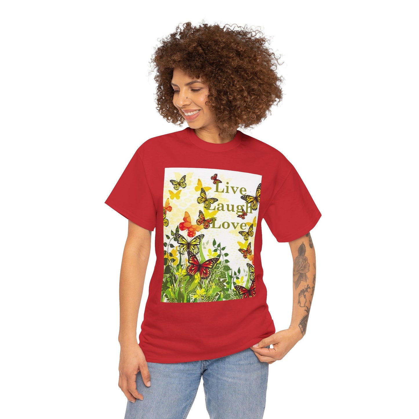 Live Laugh Love Butterfly T-Shirt — Floral Spring Garden Tee