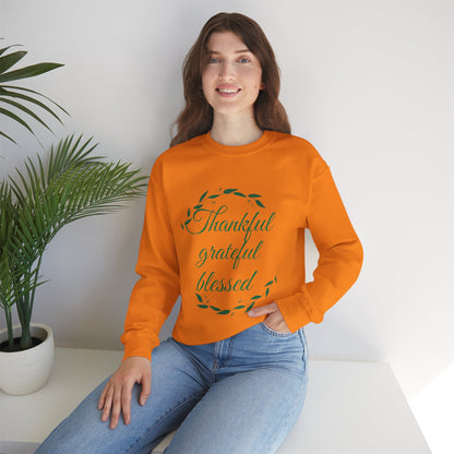 Thankful Grateful Blessed Sweatshirt — Cozy Thanksgiving Crewneck