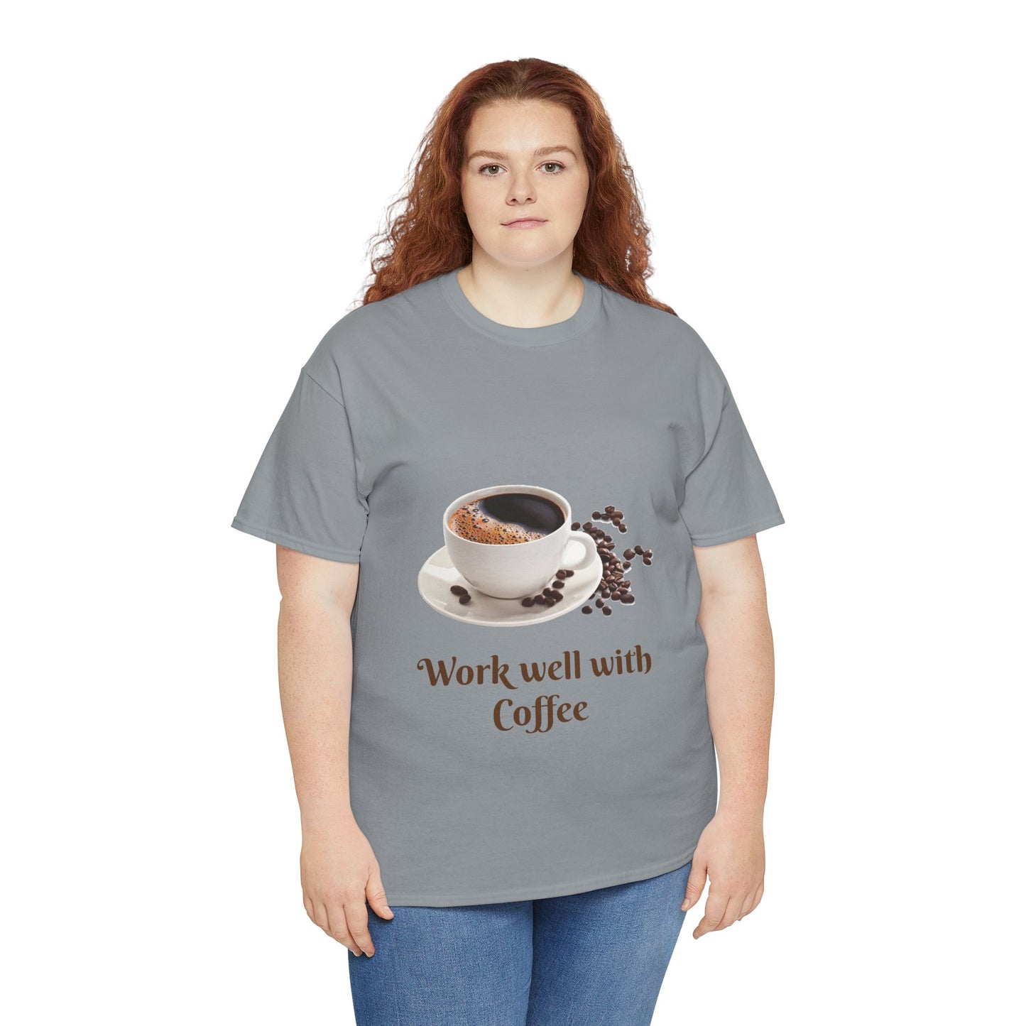 Coffee T-Shirt — "Work Well With Coffee" Graphic Tee