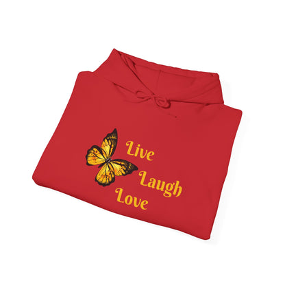 Butterfly "Live Laugh Love" Hoodie - Cozy Inspirational Graphic Sweatshirt