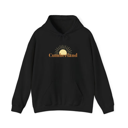 Cumberland Sunrise Hoodie — Retro Sun Graphic Hooded Sweatshirt