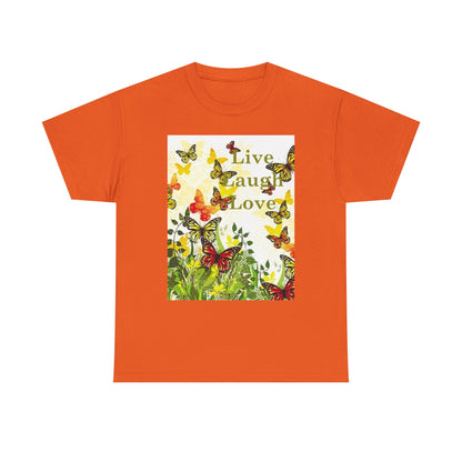 Live Laugh Love Butterfly T-Shirt — Floral Spring Garden Tee