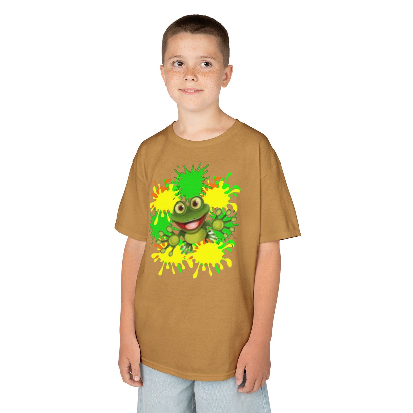 Kids Tee — Happy Green Monster Splash Graphic