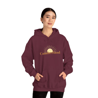 Cumberland Sunrise Hoodie — Retro Sun Graphic Hooded Sweatshirt