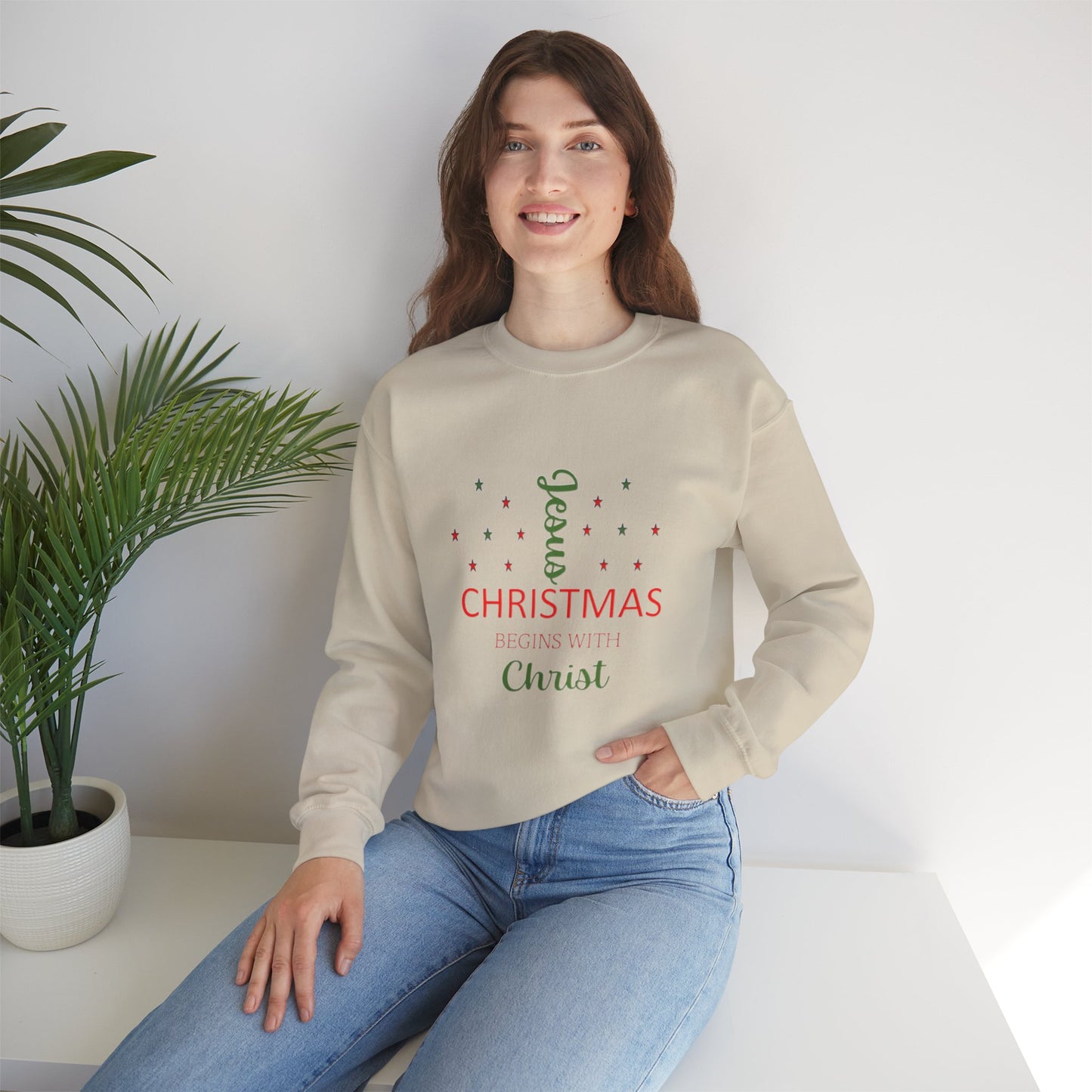 Christmas Begins With Christ Crewneck Sweatshirt