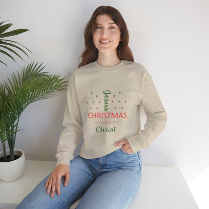 Christmas Begins With Christ Crewneck Sweatshirt