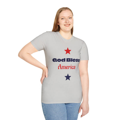 T-Shirt — "God Bless America" Patriotic Stars Tee