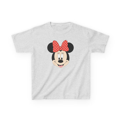 Kids Minnie Mouse Face T-Shirt — Cute Bow Graphic Tee for Toddlers & Little Kids