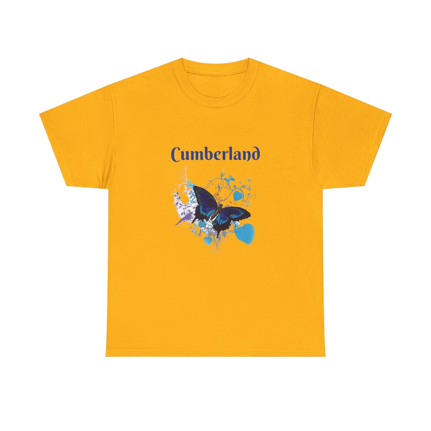 Cumberland Blue Butterfly Tee — Floral Heart Graphic T-Shirt