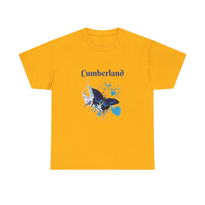 Cumberland Blue Butterfly Tee — Floral Heart Graphic T-Shirt