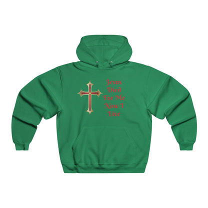 Christian Hoodie — "Jesus Died For Me Now I Live" Cross Graphic Pullover