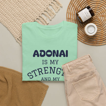 Adonai Is My Strength Tee — Psalm 28:7 Christian Faith Shirt