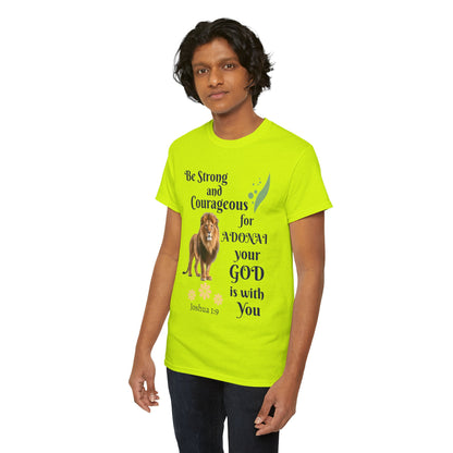 Lion Scripture Tee — "Be Strong and Courageous for Adonai" Joshua 1:9