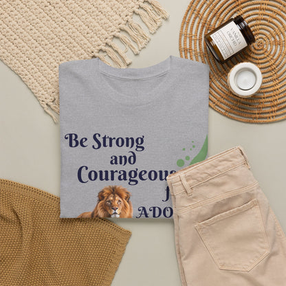 Lion Scripture Tee — "Be Strong and Courageous for Adonai" Joshua 1:9