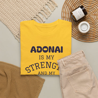 Adonai Is My Strength Tee — Psalm 28:7 Christian Faith Shirt