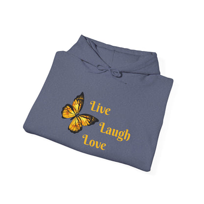 Butterfly "Live Laugh Love" Hoodie - Cozy Inspirational Graphic Sweatshirt