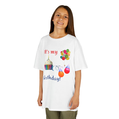 Kids Birthday T-Shirt - "It's My Birthday!" Rainbow Cupcake & Balloons Tee