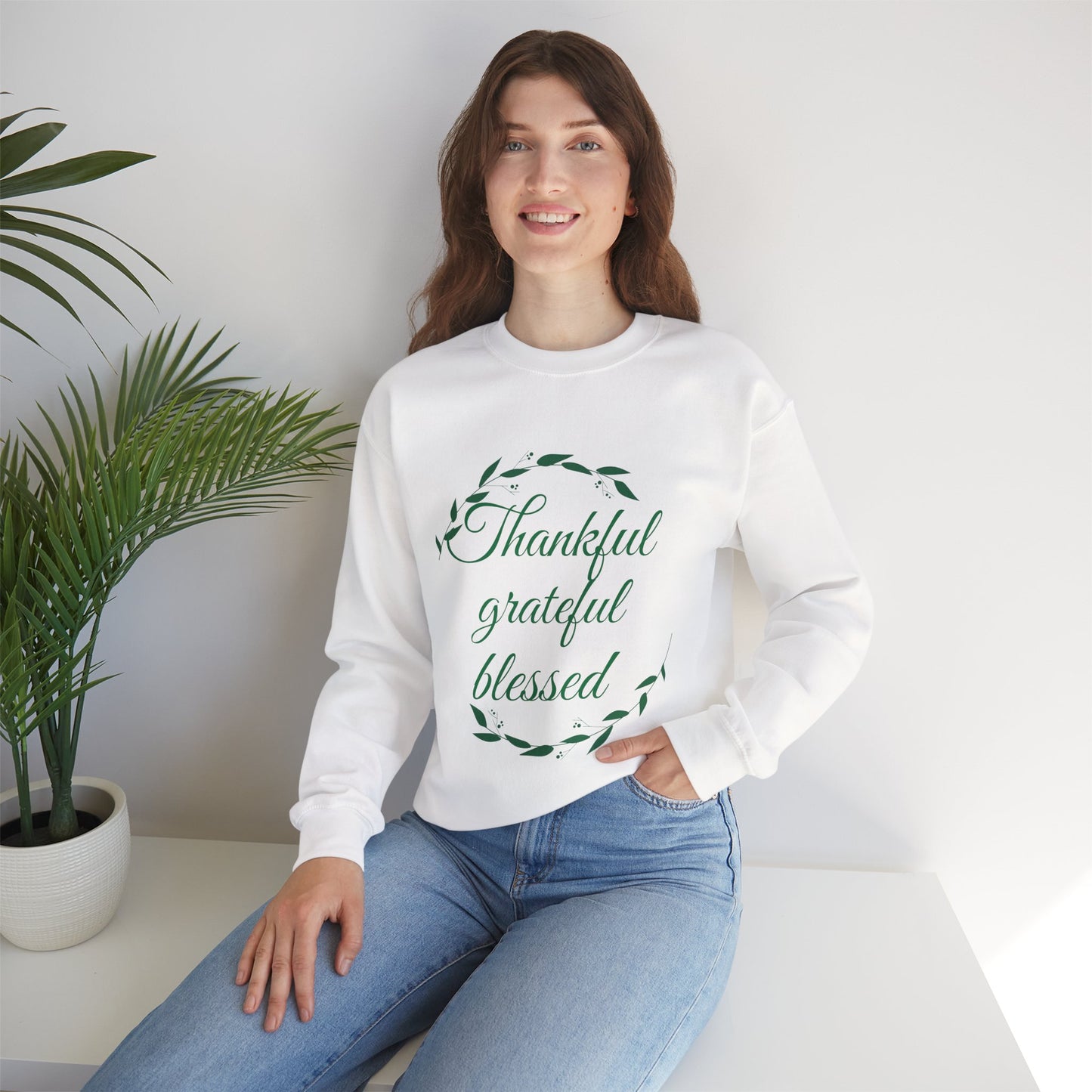 Thankful Grateful Blessed Sweatshirt — Cozy Thanksgiving Crewneck