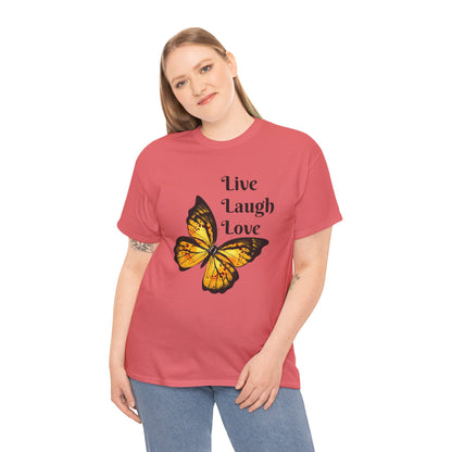 Live Laugh Love Butterfly T-Shirt — Inspirational Floral Tee