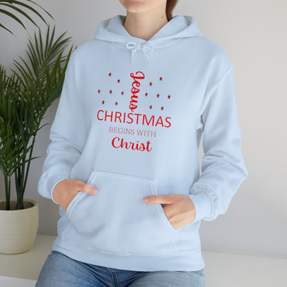 Christmas Begins With Christ Unisex Heavy Blend Hooded Sweatshirt