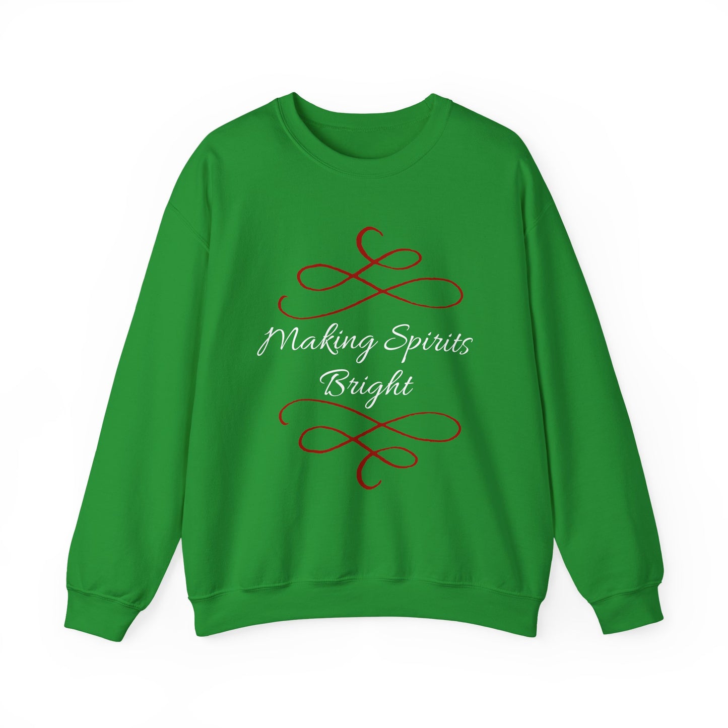 Crewneck Sweatshirt — "Making Spirits Bright" Holiday Sweatshirt (Green)