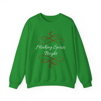 Crewneck Sweatshirt — "Making Spirits Bright" Holiday Sweatshirt (Green)