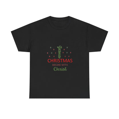 Christmas Begins With Christ Unisex Heavy Cotton Tee