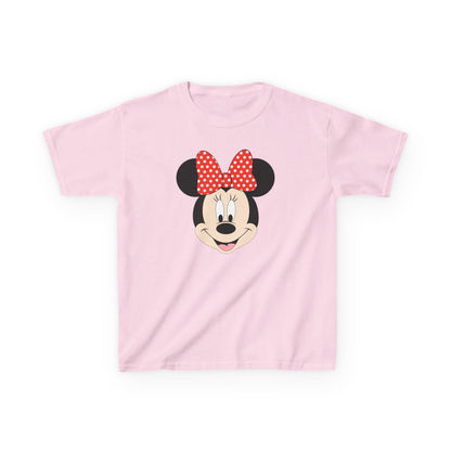 Kids Minnie Mouse Face T-Shirt — Cute Bow Graphic Tee for Toddlers & Little Kids