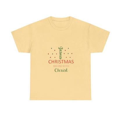 Christmas Begins With Christ Unisex Heavy Cotton Tee