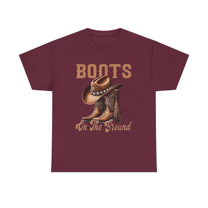 Cowboy Boots T-Shirt — "Boots On The Ground" Western Graphic Tee