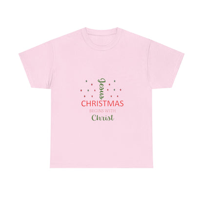 Christmas Begins With Christ Unisex Heavy Cotton Tee