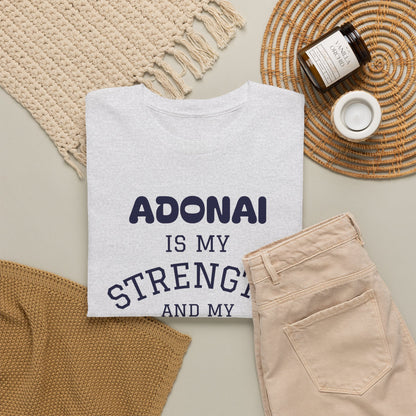 Adonai Is My Strength Tee — Psalm 28:7 Christian Faith Shirt