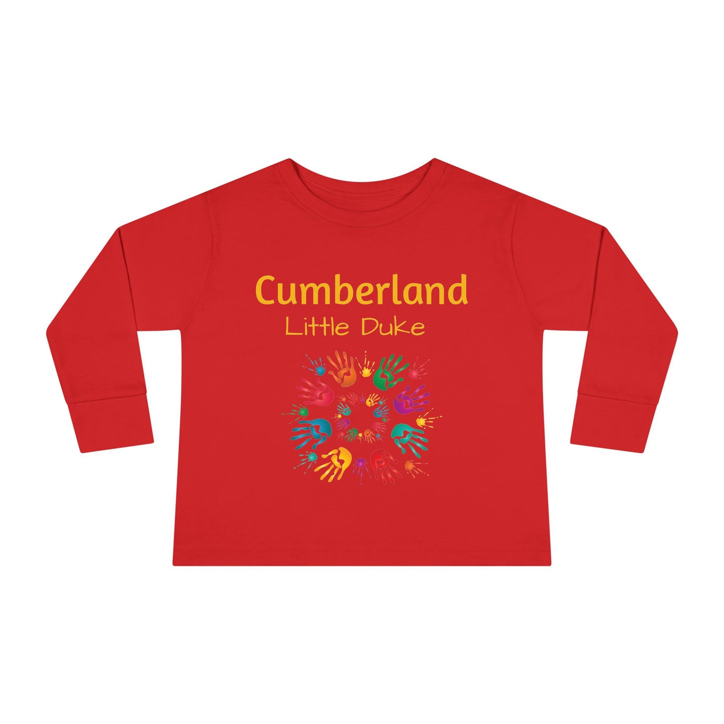 Toddler Long Sleeve Tee - 'Cumberland Little Learners' Colorful Handprint Circle