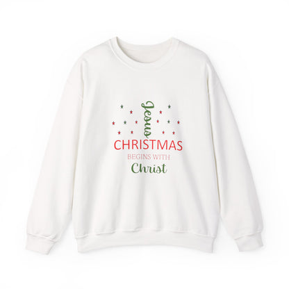 Christmas Begins With Christ Crewneck Sweatshirt