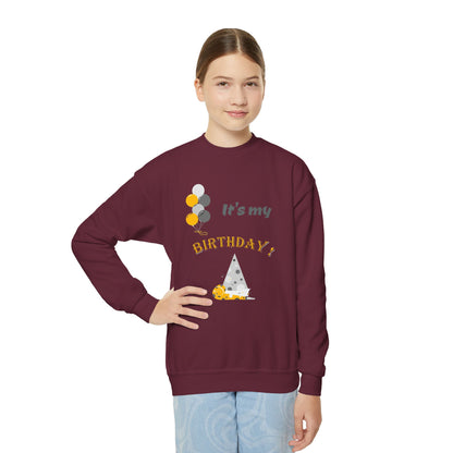 It's My Birthday Youth Crewneck Sweatshirt — Kids' Birthday Sweatshirt