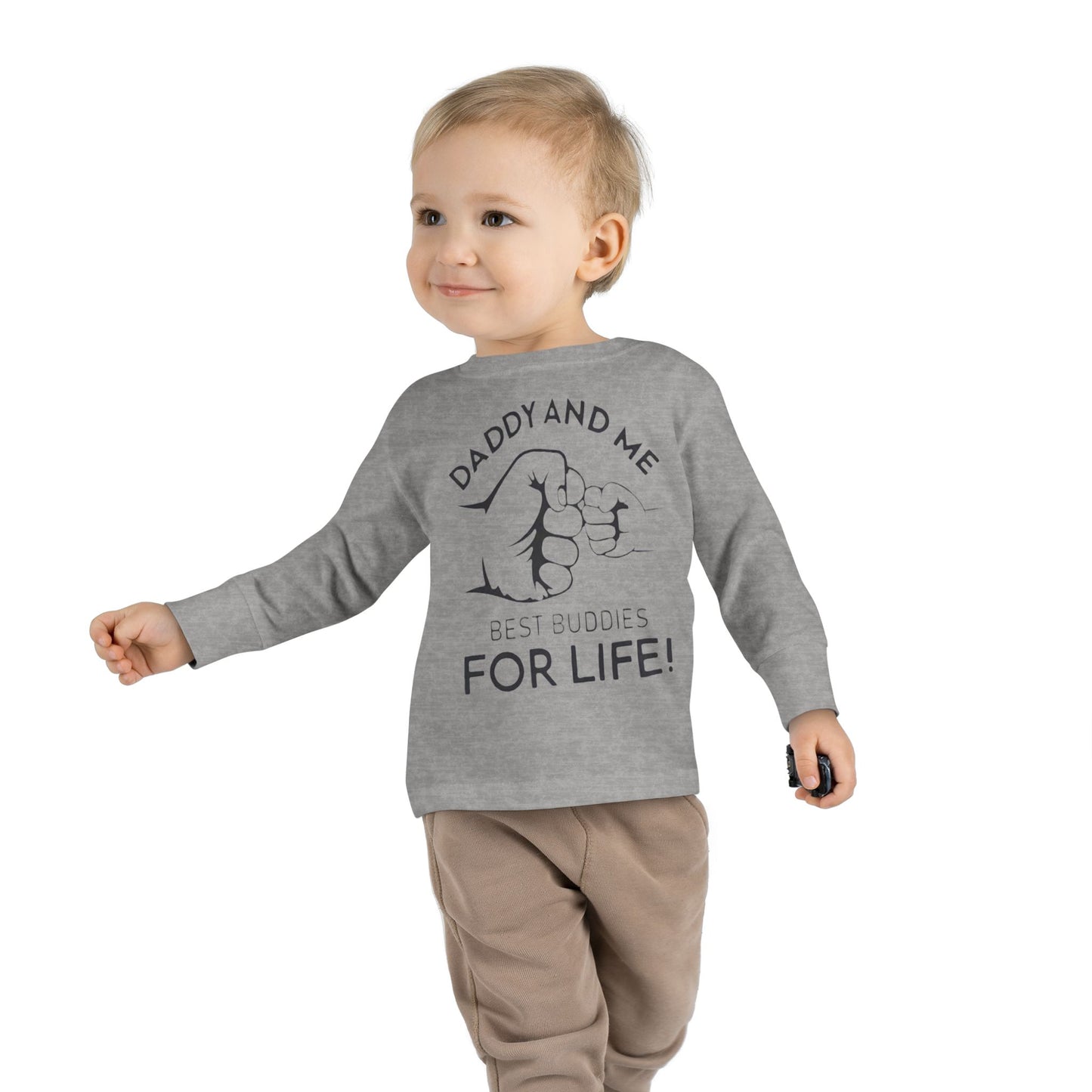 Toddler Long Sleeve Tee — "Daddy and Me Best Buddies For Life" Fist Bump Shirt