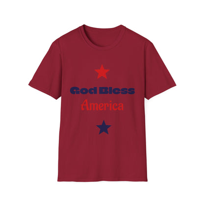 T-Shirt — "God Bless America" Patriotic Stars Tee