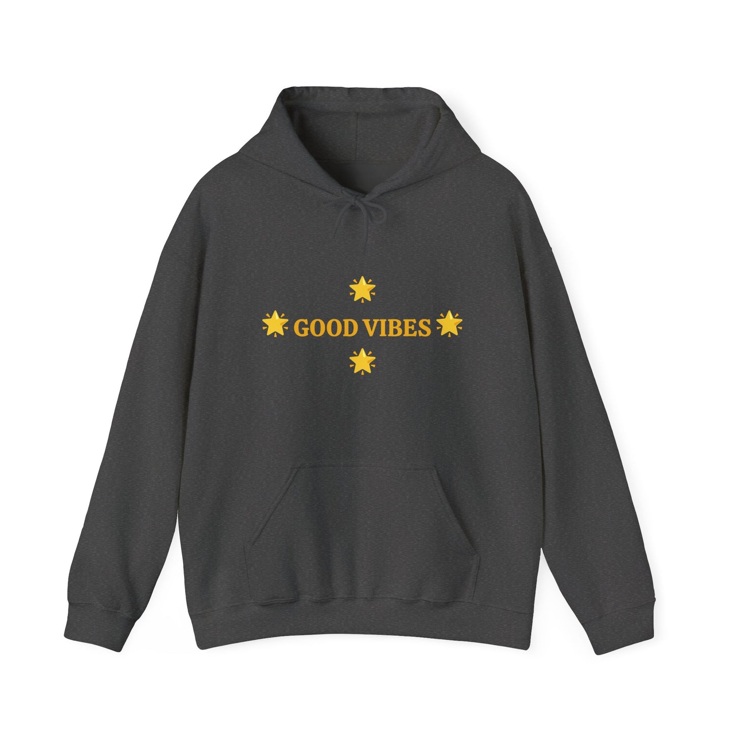 Good Vibes Hoodie — Minimal Yellow Stars Graphic Hooded Sweatshirt