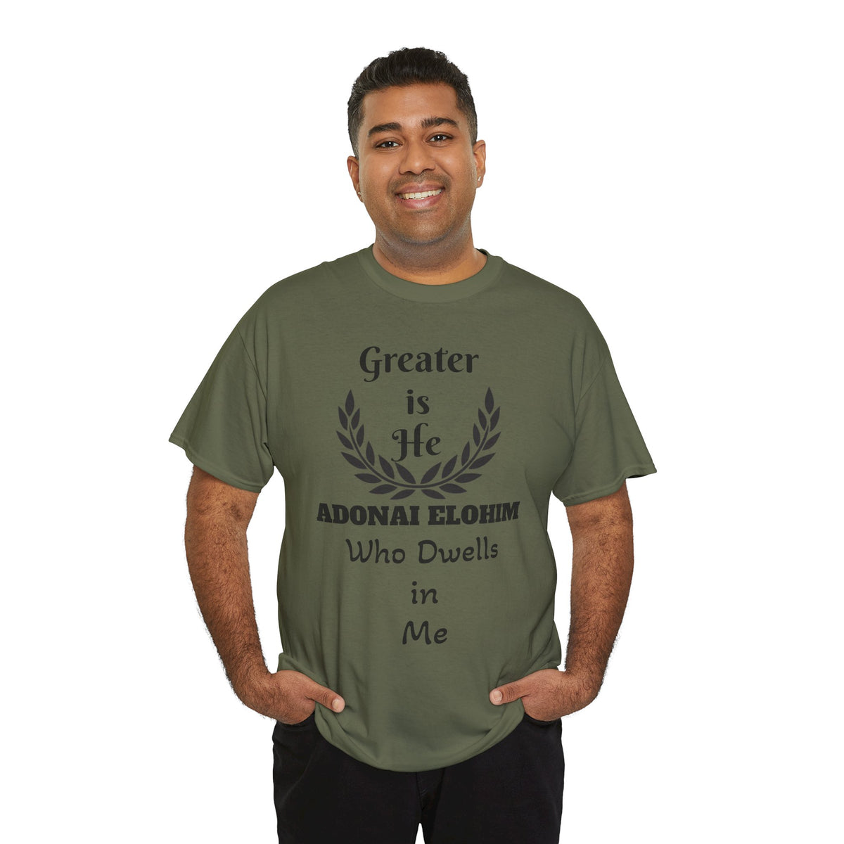 Greater Is He Who Dwells In Me T-Shirt — Christian Faith Inspirational Tee