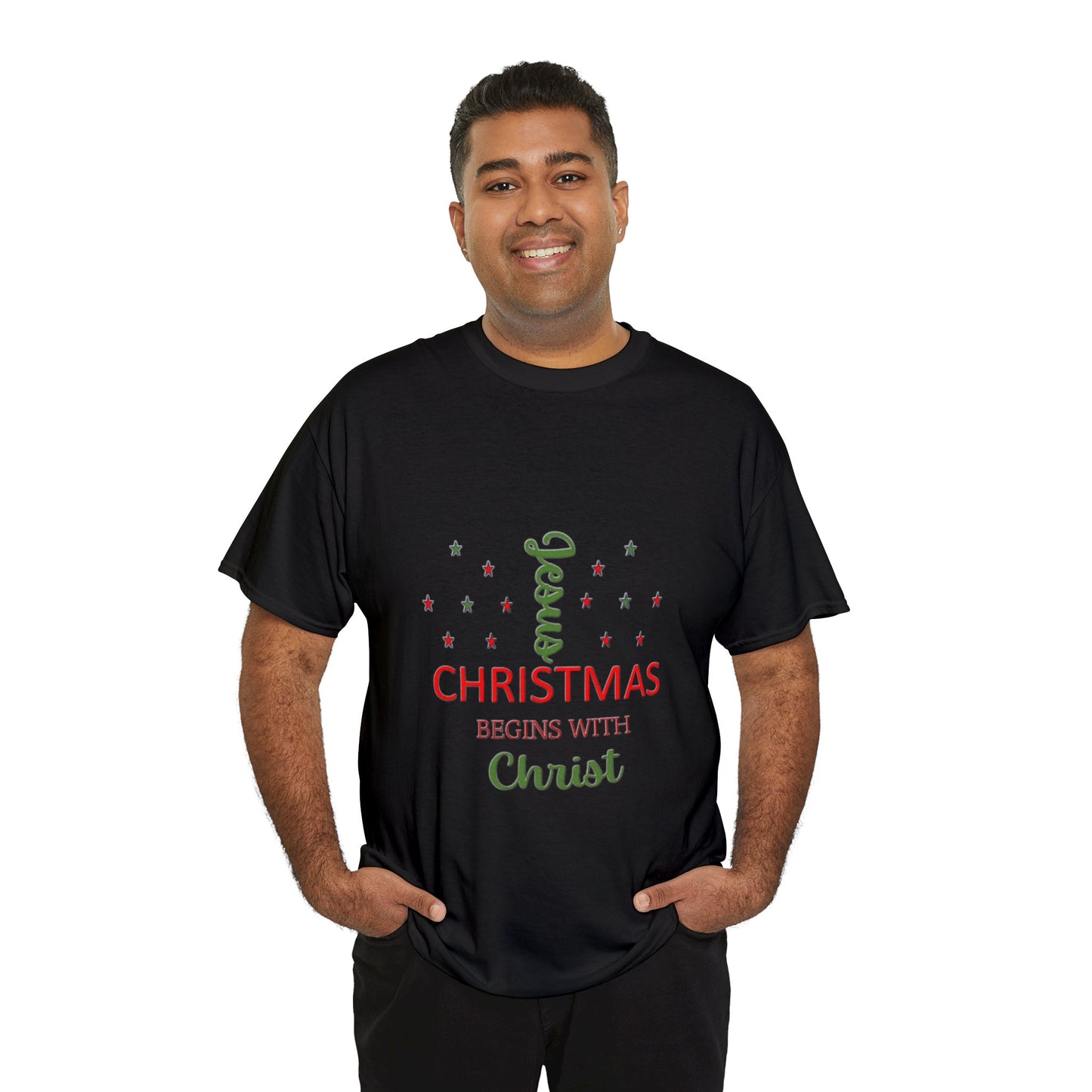 Christmas Begins With Christ Unisex Heavy Cotton Tee