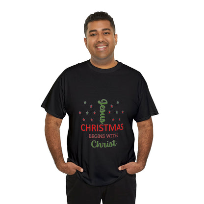 Christmas Begins With Christ Unisex Heavy Cotton Tee
