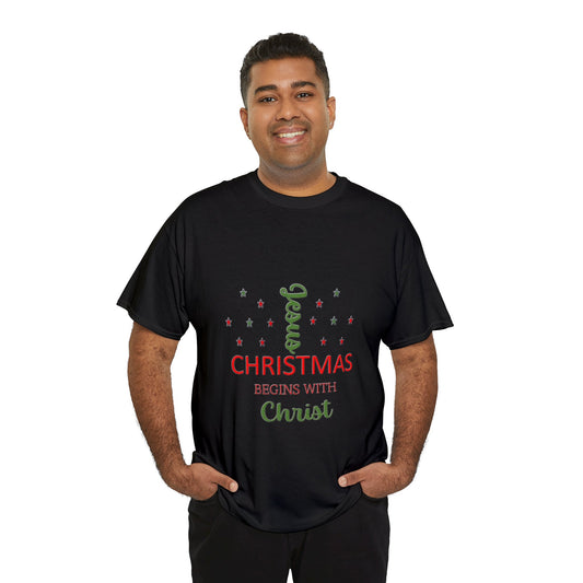 Christmas Begins With Christ Unisex Heavy Cotton Tee