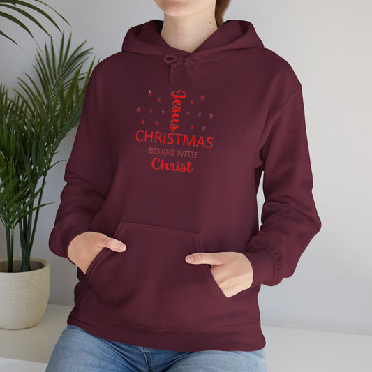Christmas Begins With Christ Unisex Heavy Blend Hooded Sweatshirt
