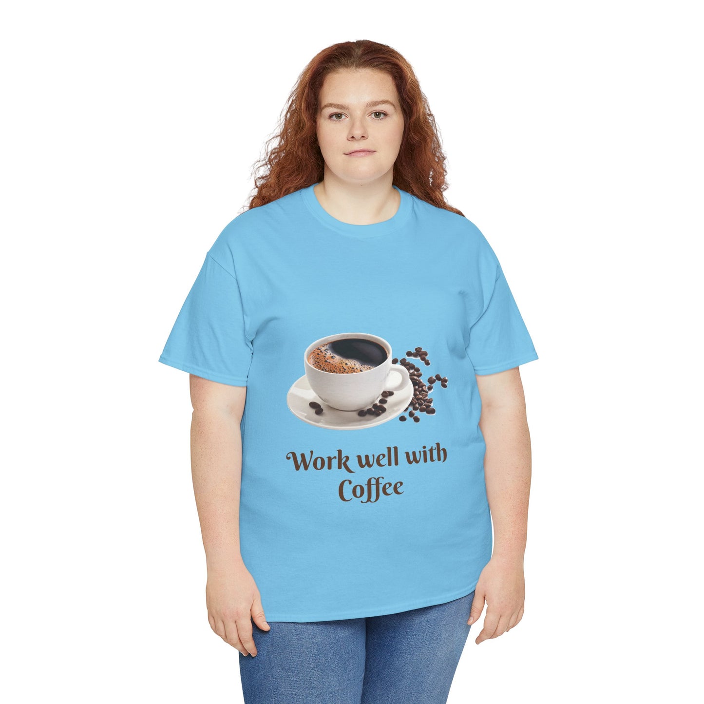 Coffee T-Shirt — "Work Well With Coffee" Graphic Tee