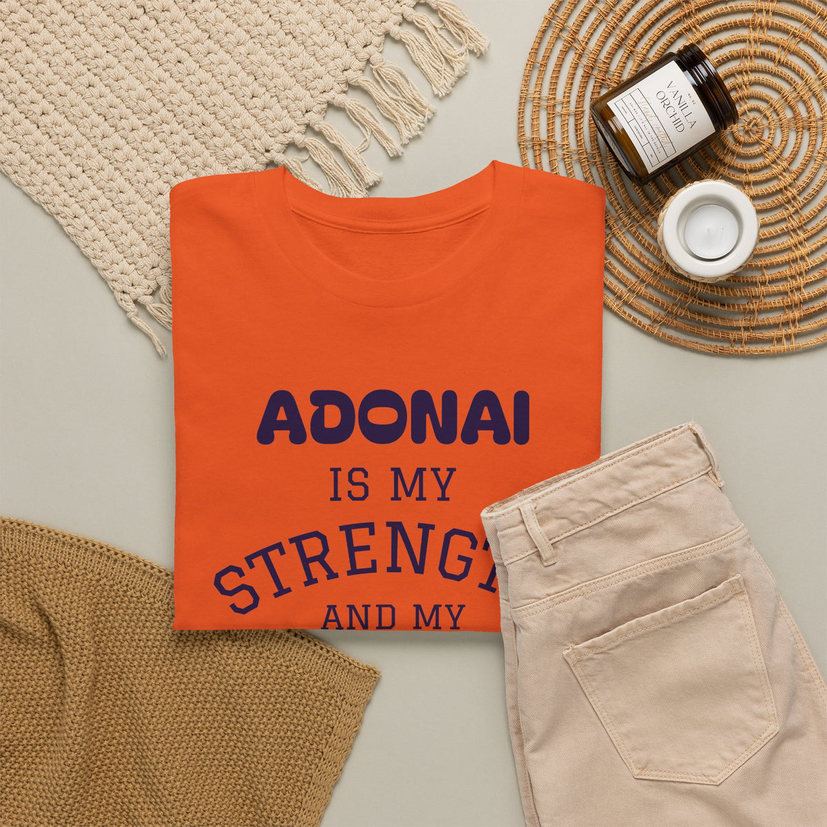 Adonai Is My Strength Tee — Psalm 28:7 Christian Faith Shirt