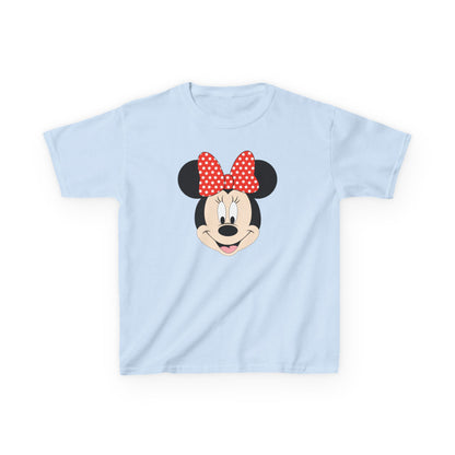 Kids Minnie Mouse Face T-Shirt — Cute Bow Graphic Tee for Toddlers & Little Kids
