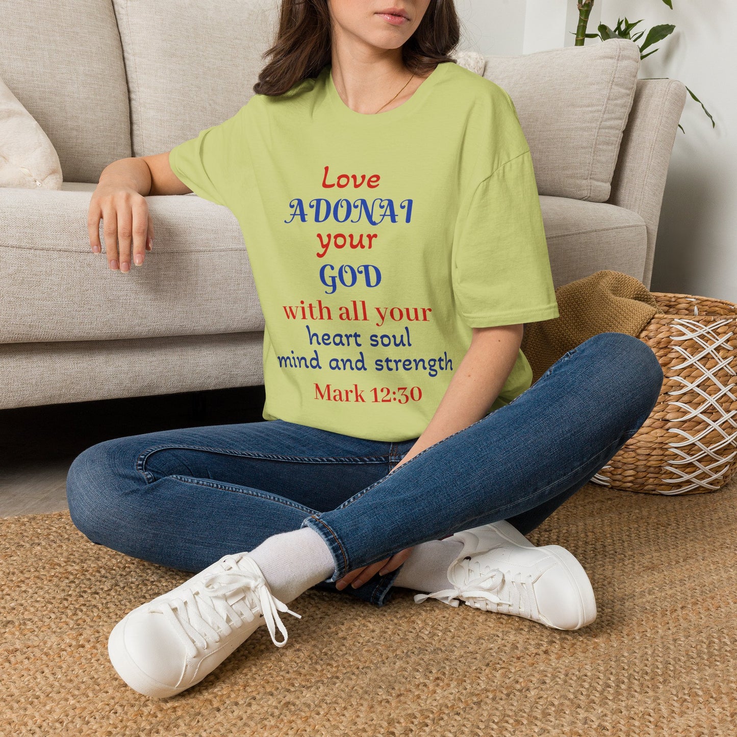 Love Adonai Your God T-Shirt — Mark 12:30 Christian Faith Tee